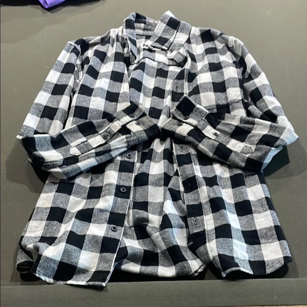 Men's Black and White Checkered Shirt